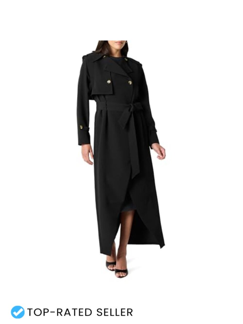 Convertible Maxi Trench Coat Polyester Suiting Loose Fit Detachable Sleeves